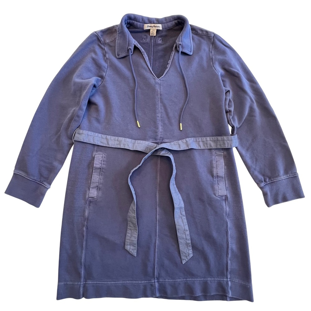 Tommy Bahama Periwinkle Blue Cotton Pullover Collared Sweatshirt Dress Size L